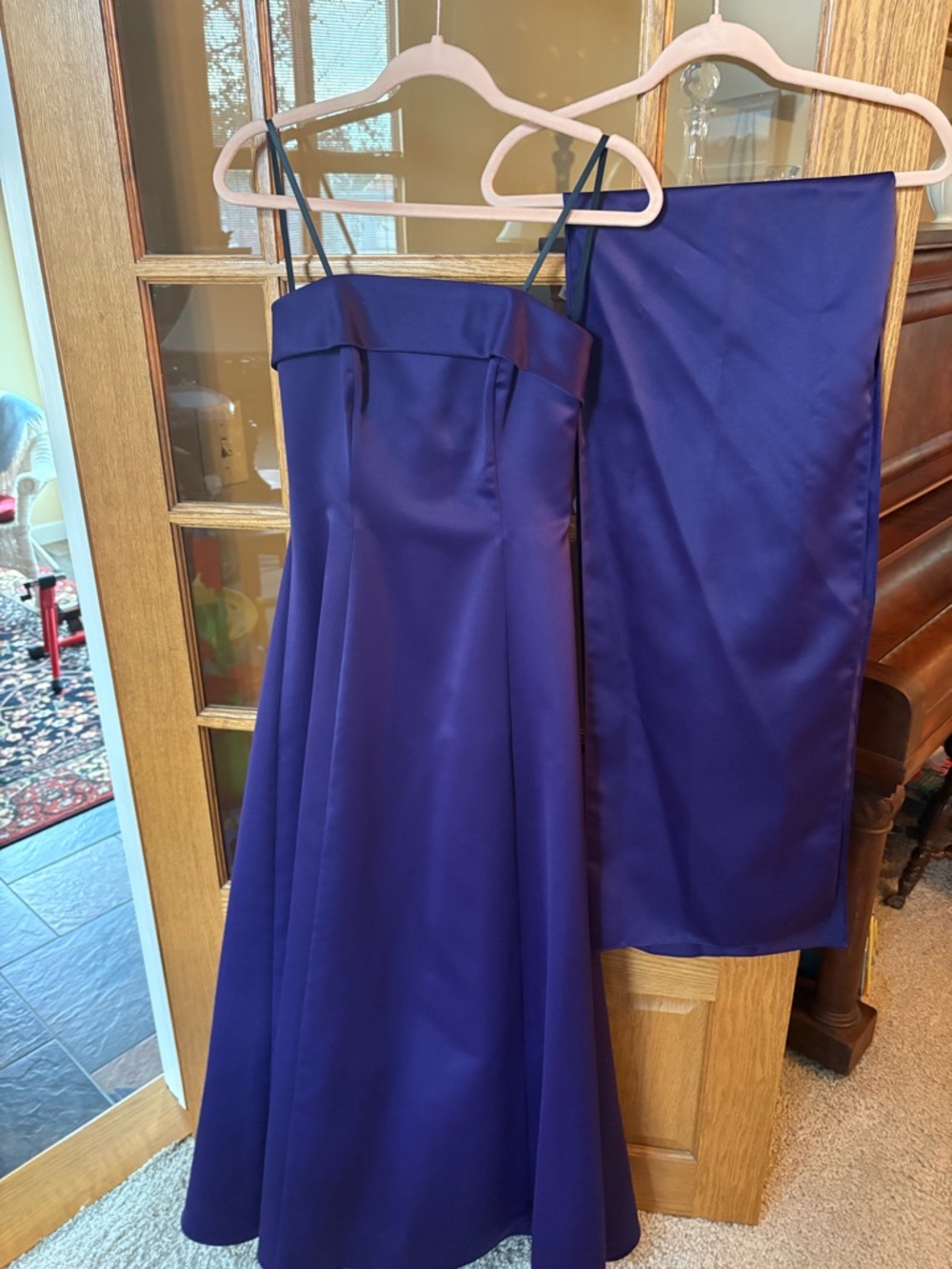 Urban Girl Nites Royal Purple Strapless A-Line Dress & Shawl Formal Prom Evening